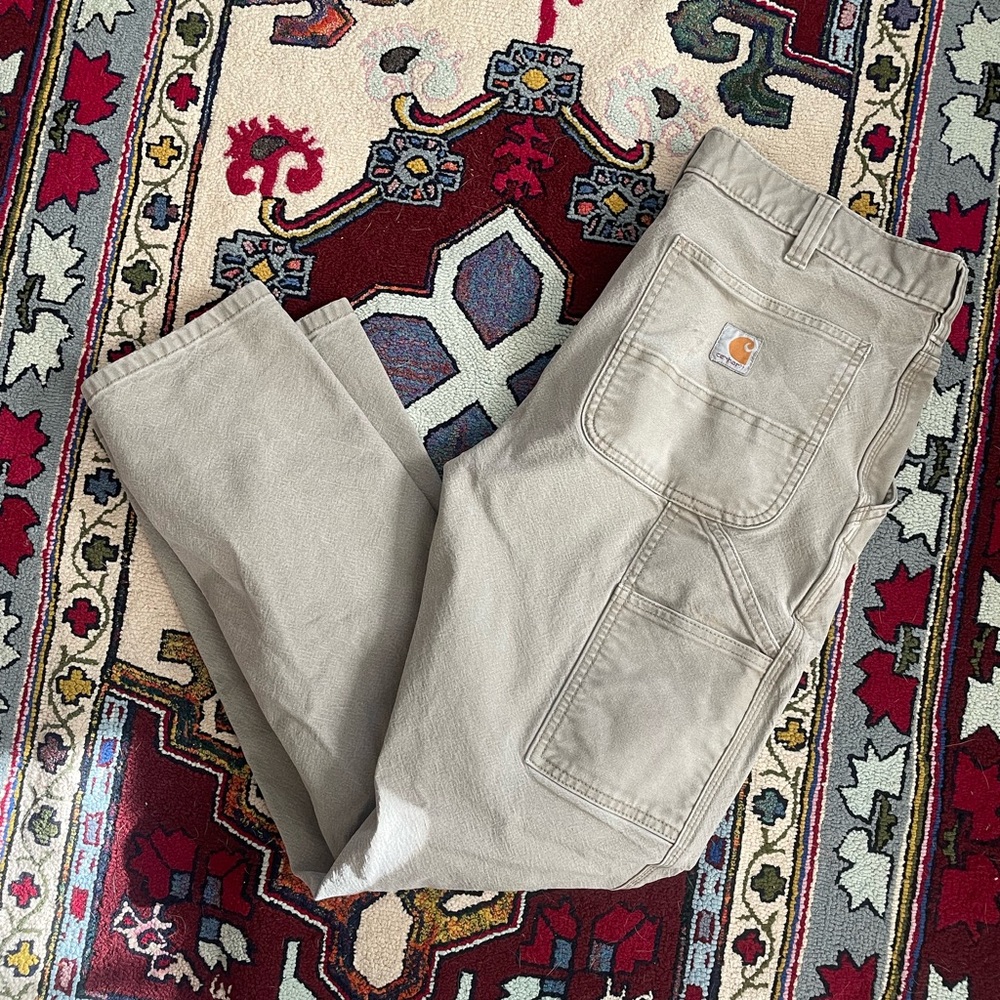 Carhartt rugged flex duck work pants khaki worn 32x32